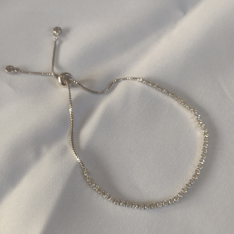 Pulseira de Zircônias em Ródio Branco