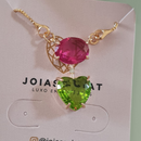 Conjunto de Brinco e Colar com Zircônias Coloridas - Elegância e Sofisticação Banhado a Ouro 18K