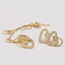 Conjunto Colar e Brincos Coração Cravejado com Zircônia Banhado a Ouro 18K