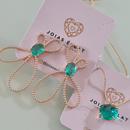 Conjunto Laços Verdes - Charme e Delicadeza, Banhado a Ouro 18K