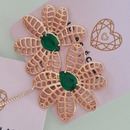 Conjunto Floral Verde -  Banhados a Ouro 18K