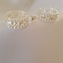 Brinco Meia Argola Mini-folhas Banho em Prata