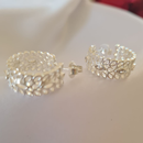 Brinco Meia Argola Mini-folhas Banho em Prata