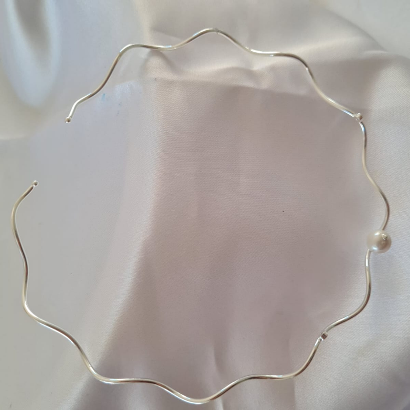 Conjunto clássico Colar e Brinco com Pérola Banhado em Prata