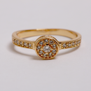 Anel com Círculo Central Cravejado de Microzircônias Banhado a Ouro 18K