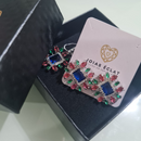 Conjunto de Brinco e Colar com Pedras Multicoloridas – Elegância e Modernidade, Banhado Ródio Branco