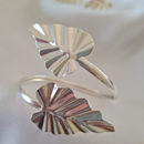 Bracelete e Brinco Folha - Banhados em Prata